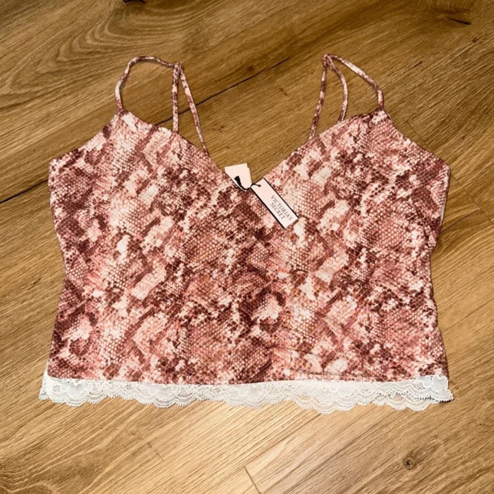 NWT Victorias Secret pink & white snakeskin w lace Bralette Size Small 170/88A